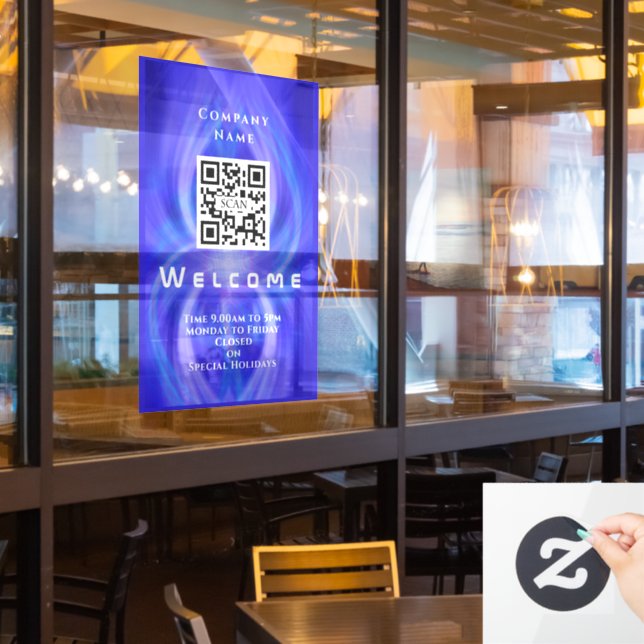 Shop Welcome QRcode Marine  Window Cling (Restaurant Window)