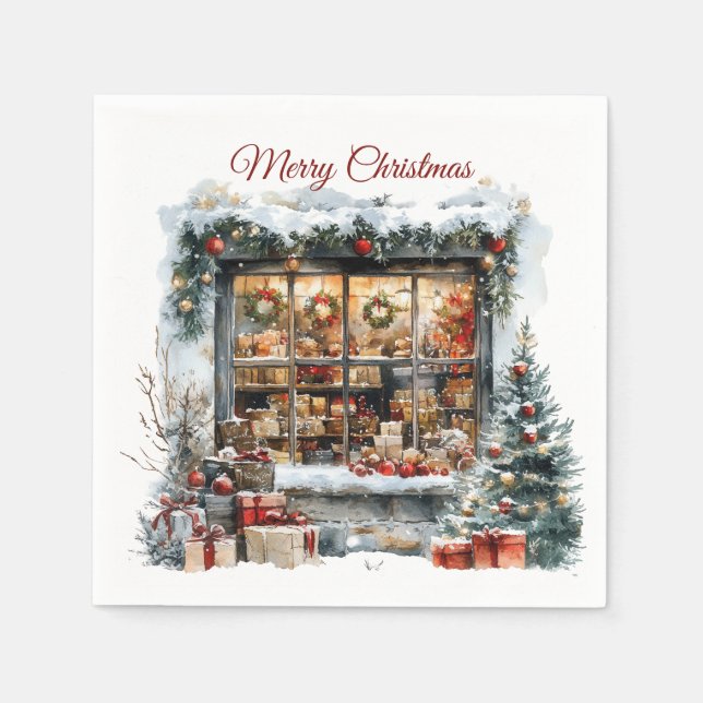 Shop Window Christmas Storefront  Napkins (Front)