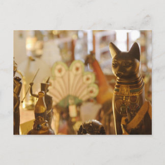 Shop Window with Cat Sculpture Postcard