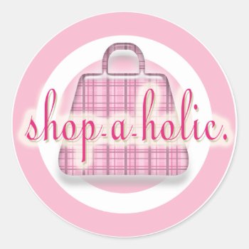 Shopaholic Classic Round Sticker by koncepts at Zazzle