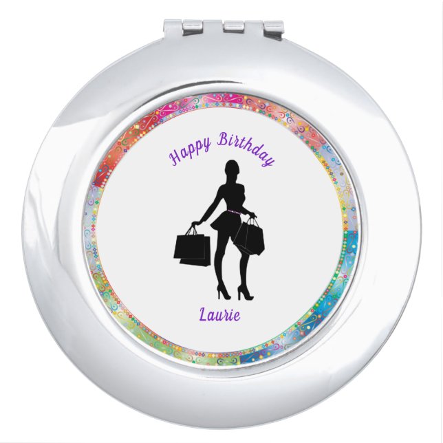 Shopaholic Glam Birthday   Compact Mirror (Front)