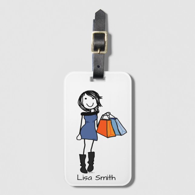 Shopaholic Luggage Tag Personalize (Front Vertical)