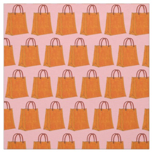 Shopaholic Orange Shopping Bag Fashionista Shop Fabric