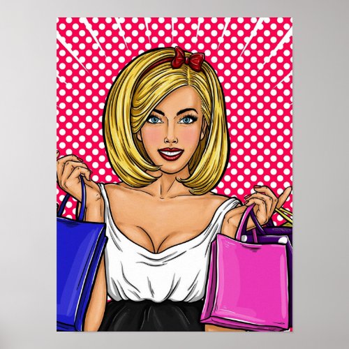 Shopaholic Pop Art Bubblegum Poster