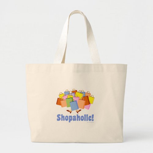 Shopaholic Shaopping Cartoon Large Tote Bag