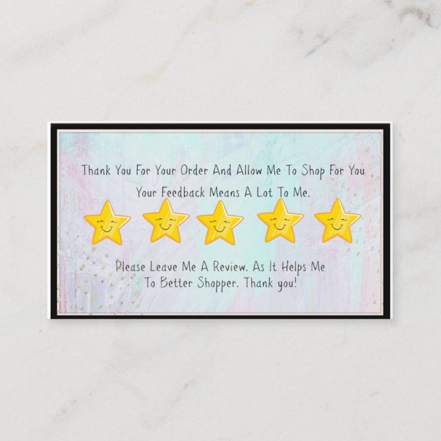 Shopper, Dasher 5 Stars Request Card (Front)