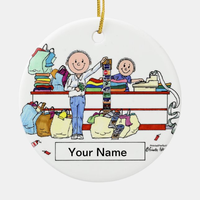 Shopper - Male Ceramic Ornament (Front)