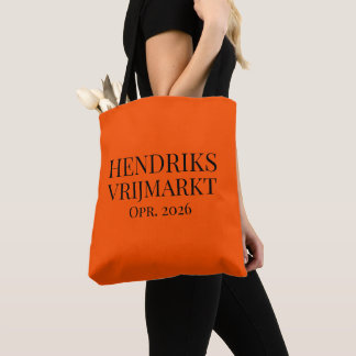Shopper 'Vrijmarkt' met naam en opr | Oranje Tote Bag
