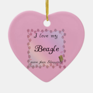 Shopping Beagle Ceramic Ornament