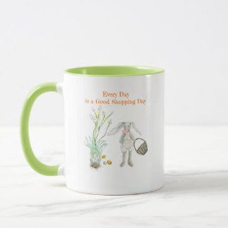 Shopping Bunny Coffee Mug Spring Green