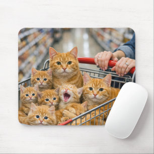Shopping Cart Filled with Orange Tabby Cats Mouse Pad