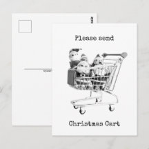 Shopping Cart Santa Postcard