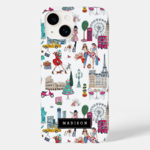 Shopping City Girl Illustration Pattern Case-Mate iPhone 14 Case