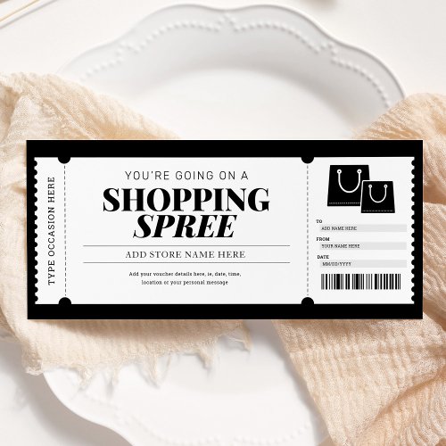 Shopping Day Spree Gift Certificate Voucher Card