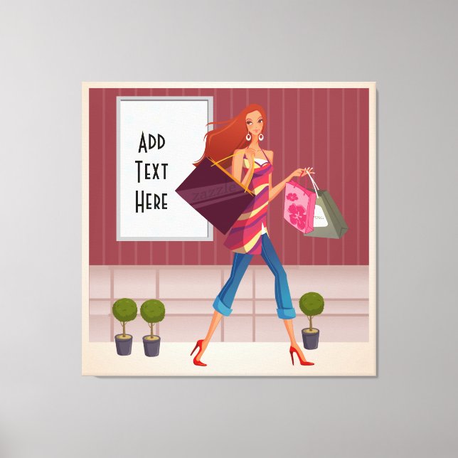 Shopping Girl Wrapped Canvas (Front)