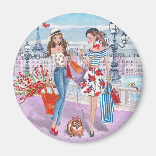 Shopping Girls in Paris | Magnet (Front)