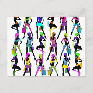Shopping Glamour Girls Postcard