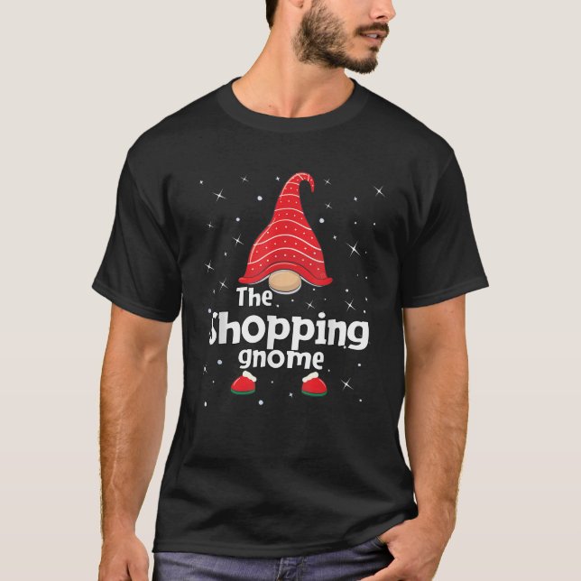 Shopping Gnome Family Matching Christmas Funny Paj T-Shirt (Front)