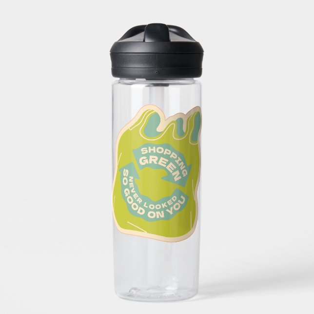 Shopping Green Water Bottle (Front)