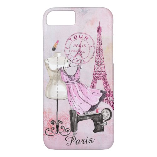 Shopping in Paris under the Eiffeltower _Editable iPhone 87 Case
