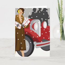 Shopping in the Snow Holiday Card