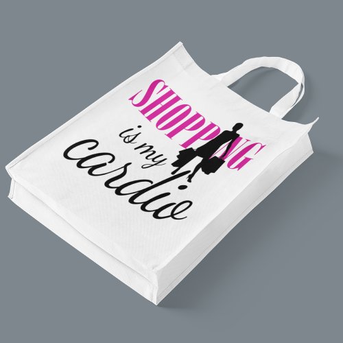 Shopping Is My Cardio Graphic Print v1 Grocery Bag