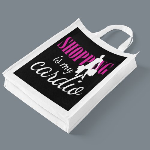 Shopping Is My Cardio Graphic Print v2 Grocery Bag