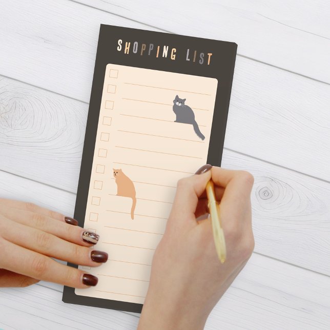 Shopping List Cute Cats Dark Gray Magnetic Notepad (Creator Uploaded)
