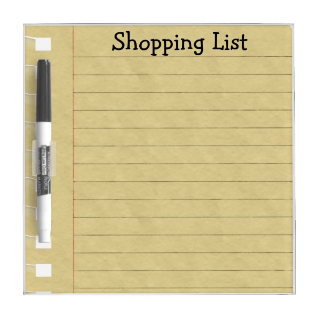 Shopping List Dry Erase Board (Front)