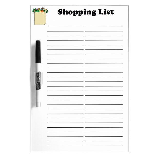 Shopping List Dry Erase Board (Front)