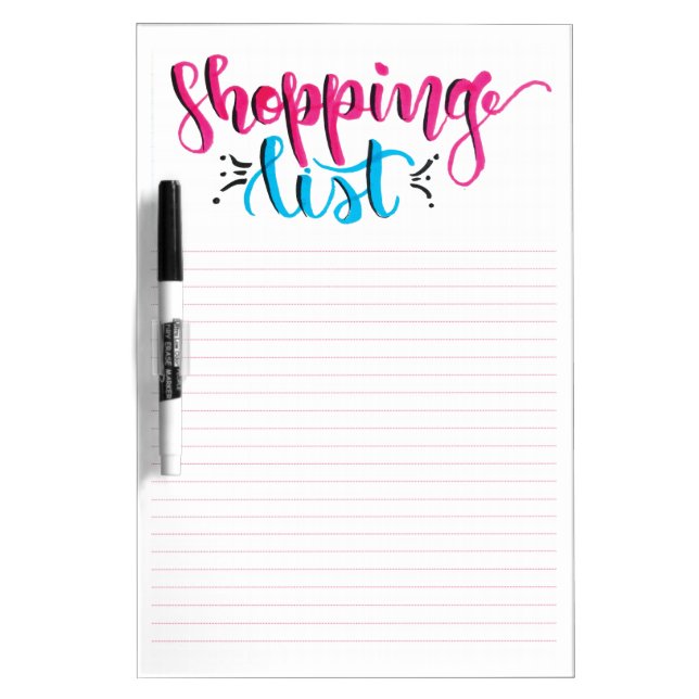 Shopping List Dry Erase Whiteboard (Front)
