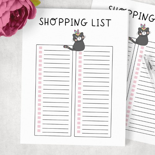 Shopping List Gray Tribal Cat Notepad