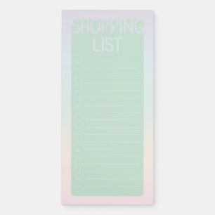 Shopping List (Green Pastel Rainbow) Magnetic Notepad