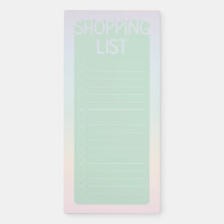 Shopping List (Green Pastel Rainbow) Magnetic Notepad