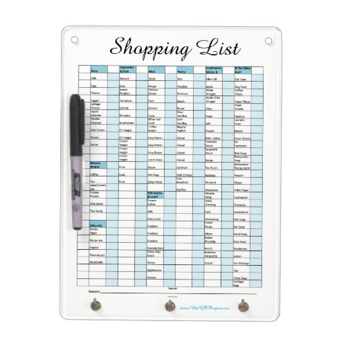 Shopping List  Key Attachment Dry Erase Board