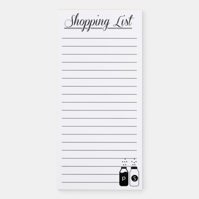Shopping List Magnetic Notepad (Front)