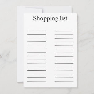 Shopping list note card