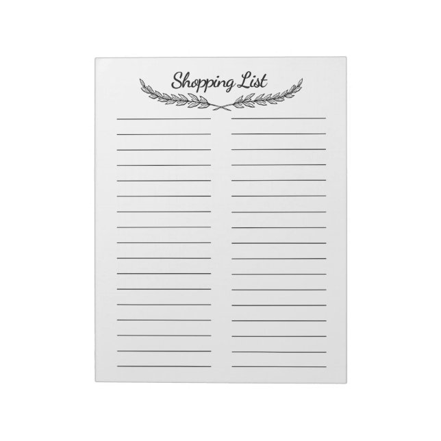 Shopping List Notepad (Rotated)