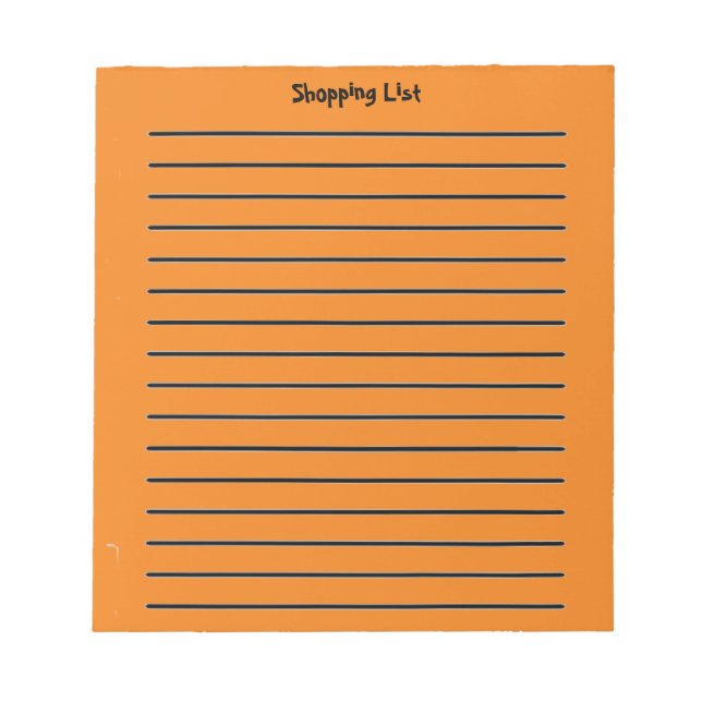 Shopping List Orange Notepad (Front)