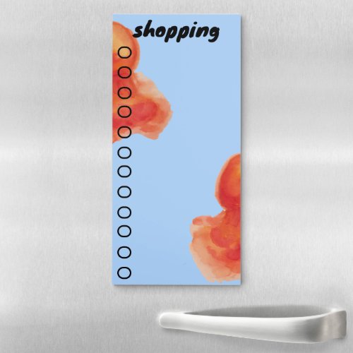 Shopping List Orange Watercolor Jellyfish Magnetic Notepad