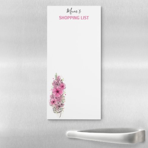 shopping list watercolour floral magnetic notepad