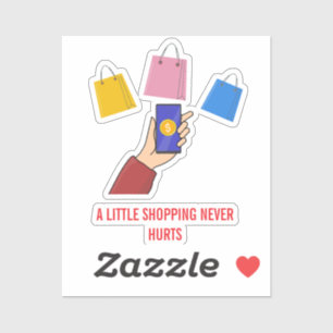 Shopping Lover with Shopping Bags and Cash Sticker