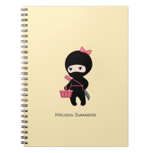 Shopping Ninja Girl Custom Name on Yellow Notebook