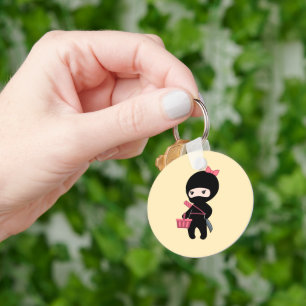 Shopping Ninja Girl on Yellow Keychain