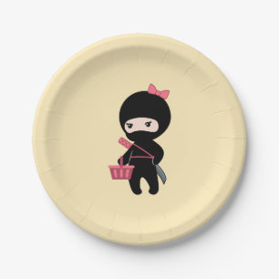 Shopping Ninja Girl on Yellow Paper Plates