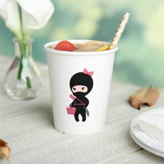 Shopping Ninja Girl Paper Cups