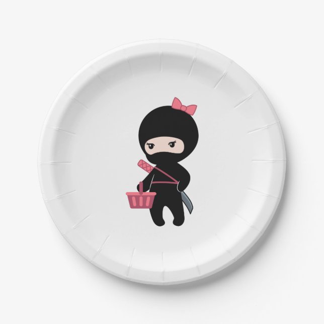 Shopping Ninja Girl Paper Plates (Front)