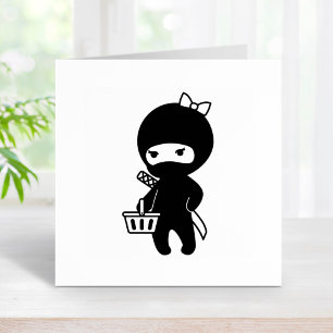 Shopping Ninja Girl Rubber Stamp