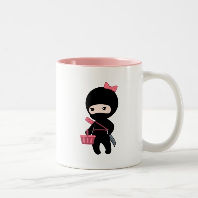 Shopping Ninja Girl Two-Tone Coffee Mug (Right)