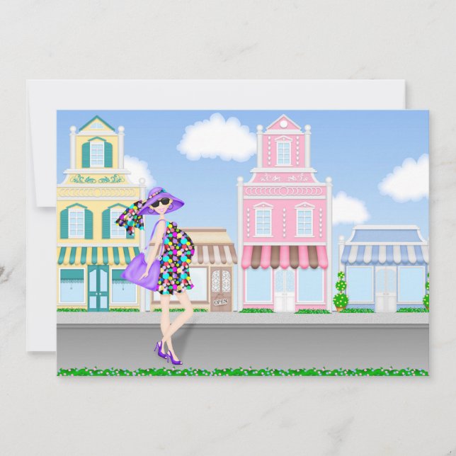 Shopping Pregnant Mom Baby Shower Invitation (Front)